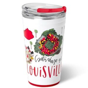 Louisville Themed Tumbler with Red Lid